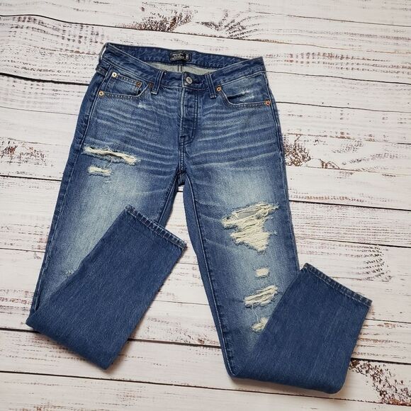 Abercrombie & Fitch Ames slim boyfriend distressed ripped jeans size 24 - Picture 7 of 15